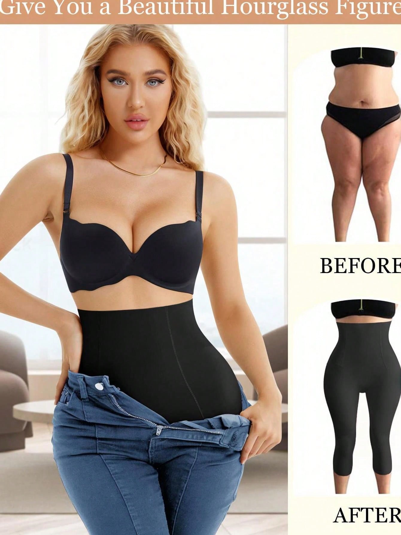 High-Waist Seamless Shapewear Capri Leggings - Solid Color