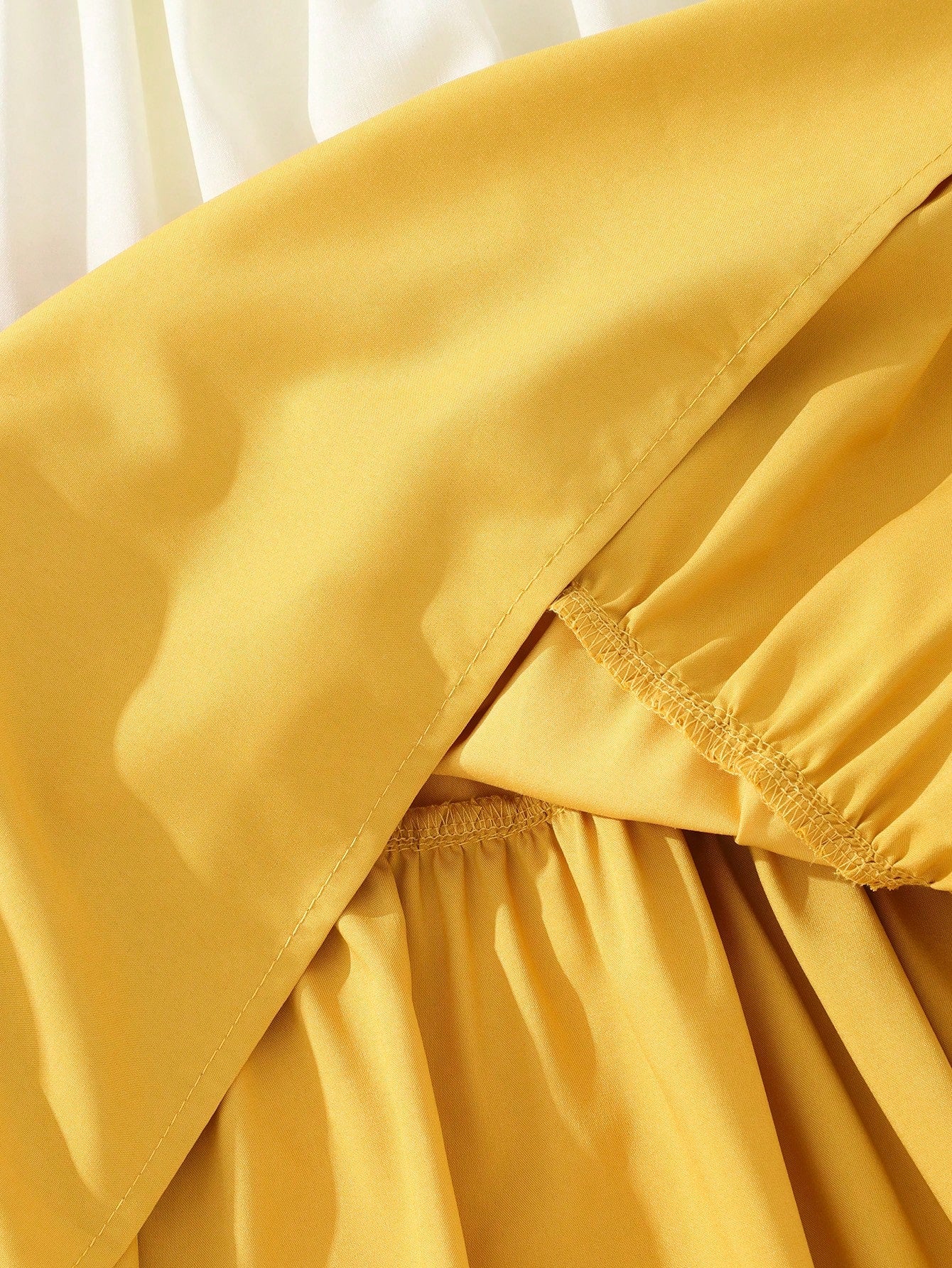 Cute Tween Girl Colorblock Cami Dress - Bow Shoulder, Ruffle Hem, High Waist, Midi Length