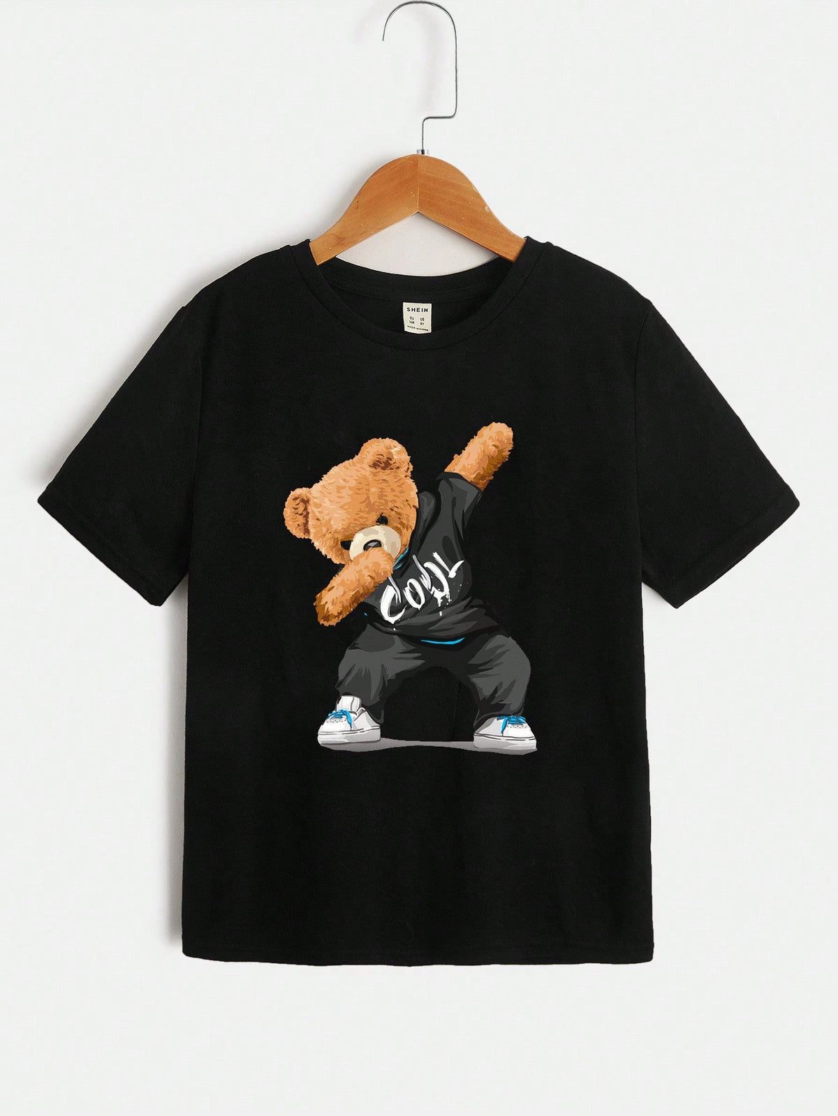 Tween Boy's Bear Print Casual T-Shirt - Short Sleeve, Summer, Round Neck