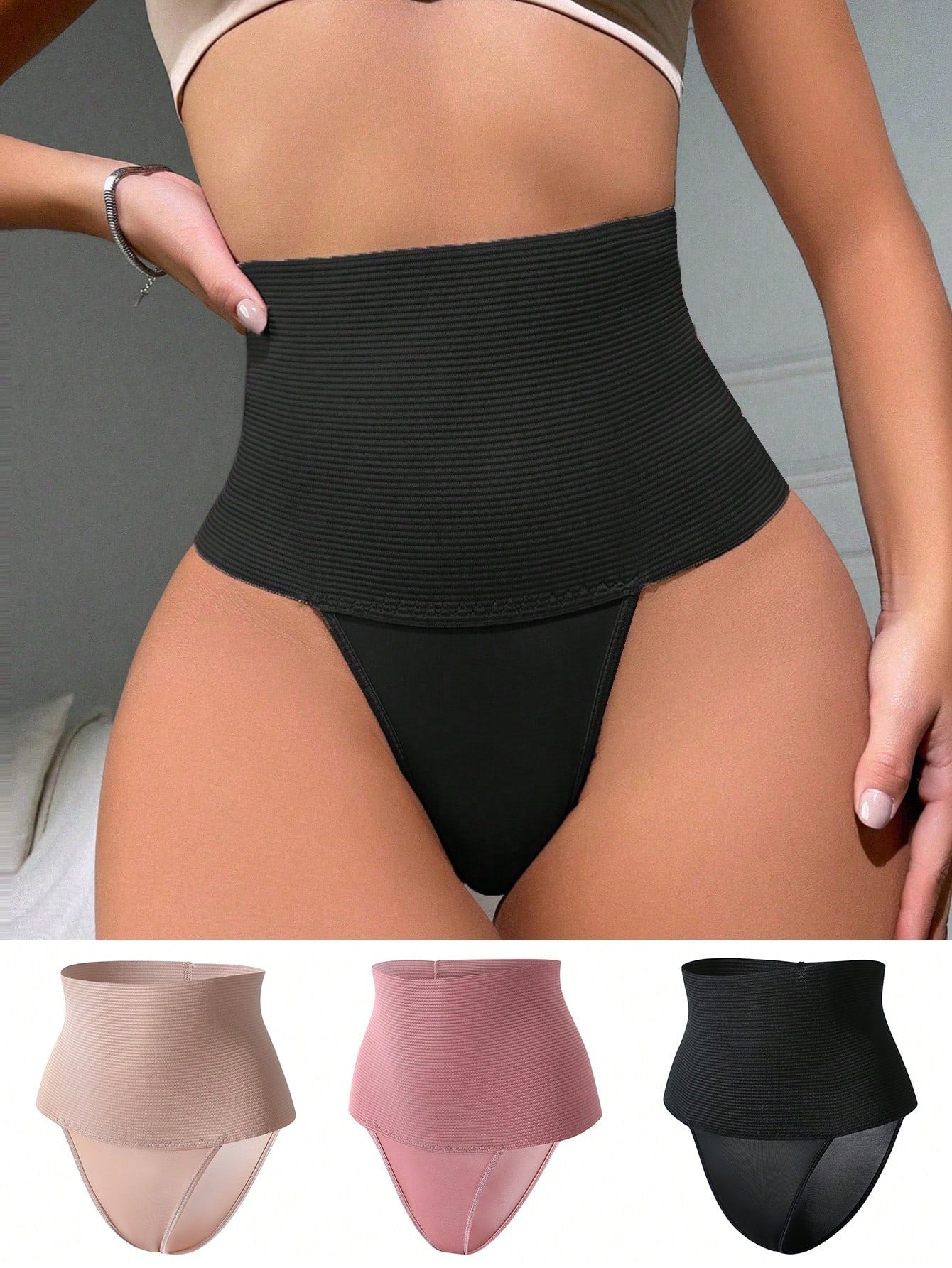 3-Pack High Waisted Shapewear Panties - Solid Colors