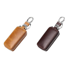 Men Genuine Leather Zipper Car Key Case Bag