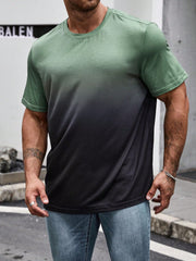 Men's Plus Size Ombre Round Neck Short Sleeve Casual T-shirt