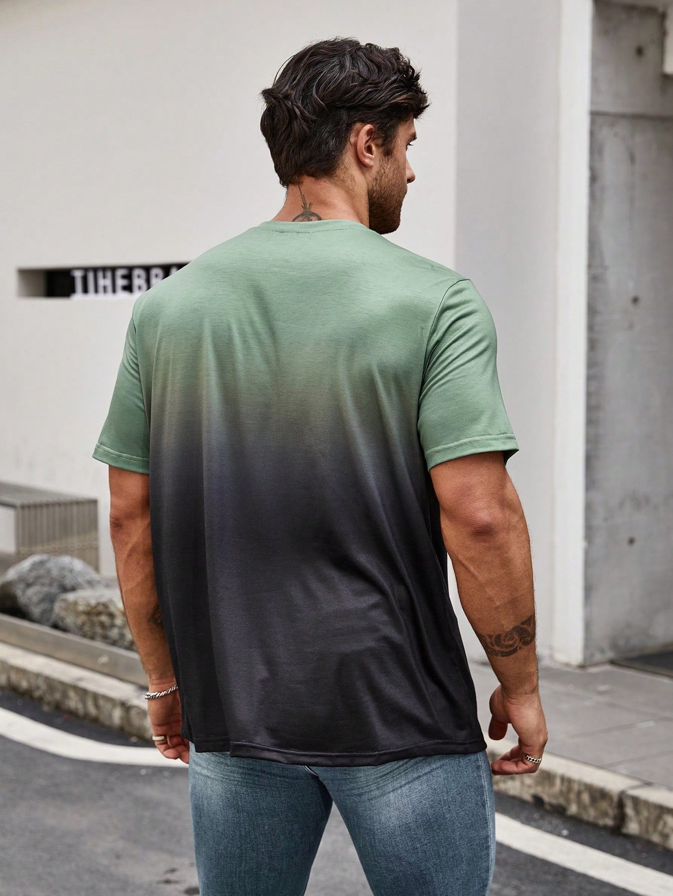 Men's Plus Size Ombre Round Neck Short Sleeve Casual T-shirt