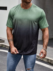 Men's Plus Size Ombre Round Neck Short Sleeve Casual T-shirt