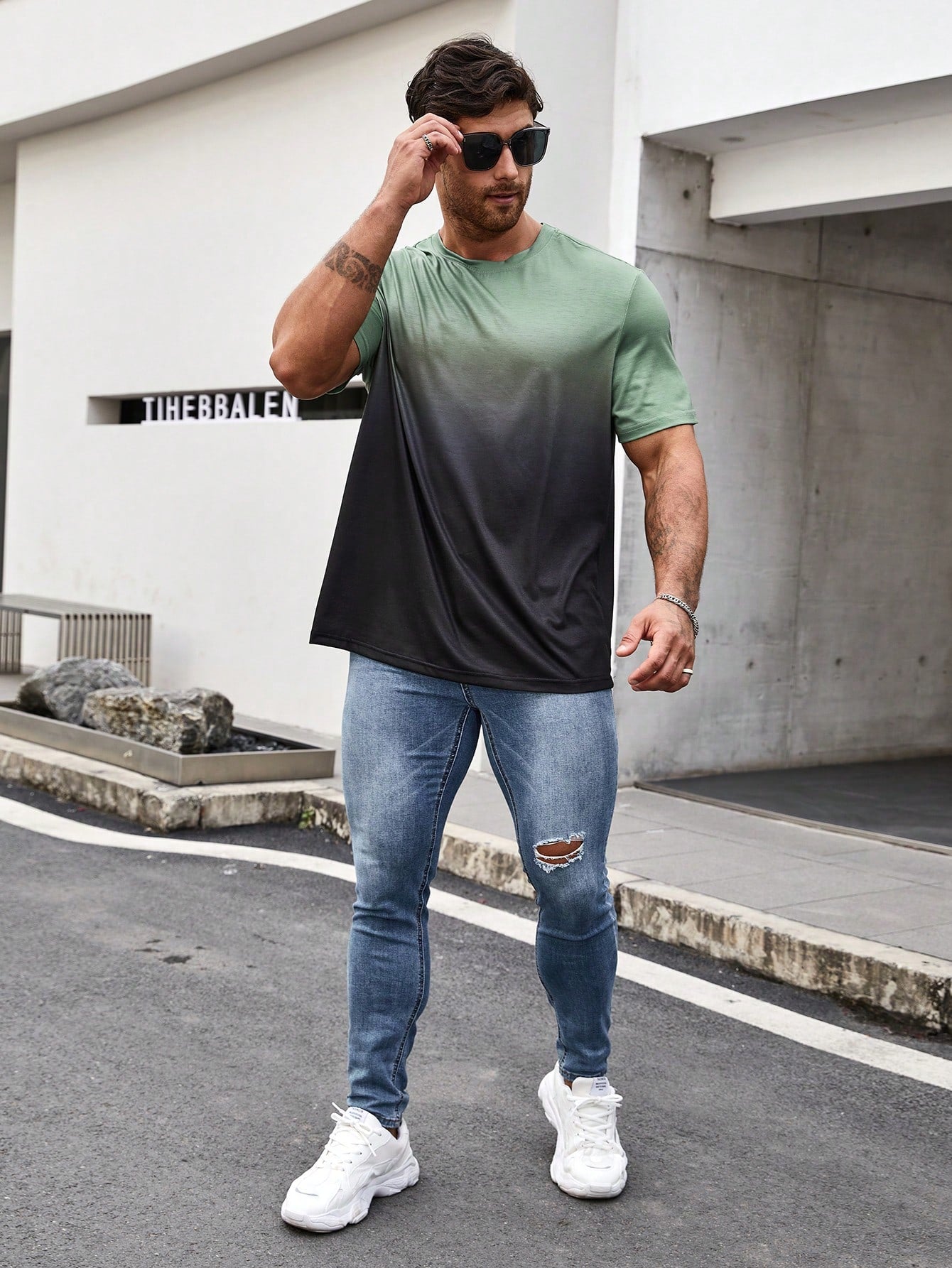 Men's Plus Size Ombre Round Neck Short Sleeve Casual T-shirt