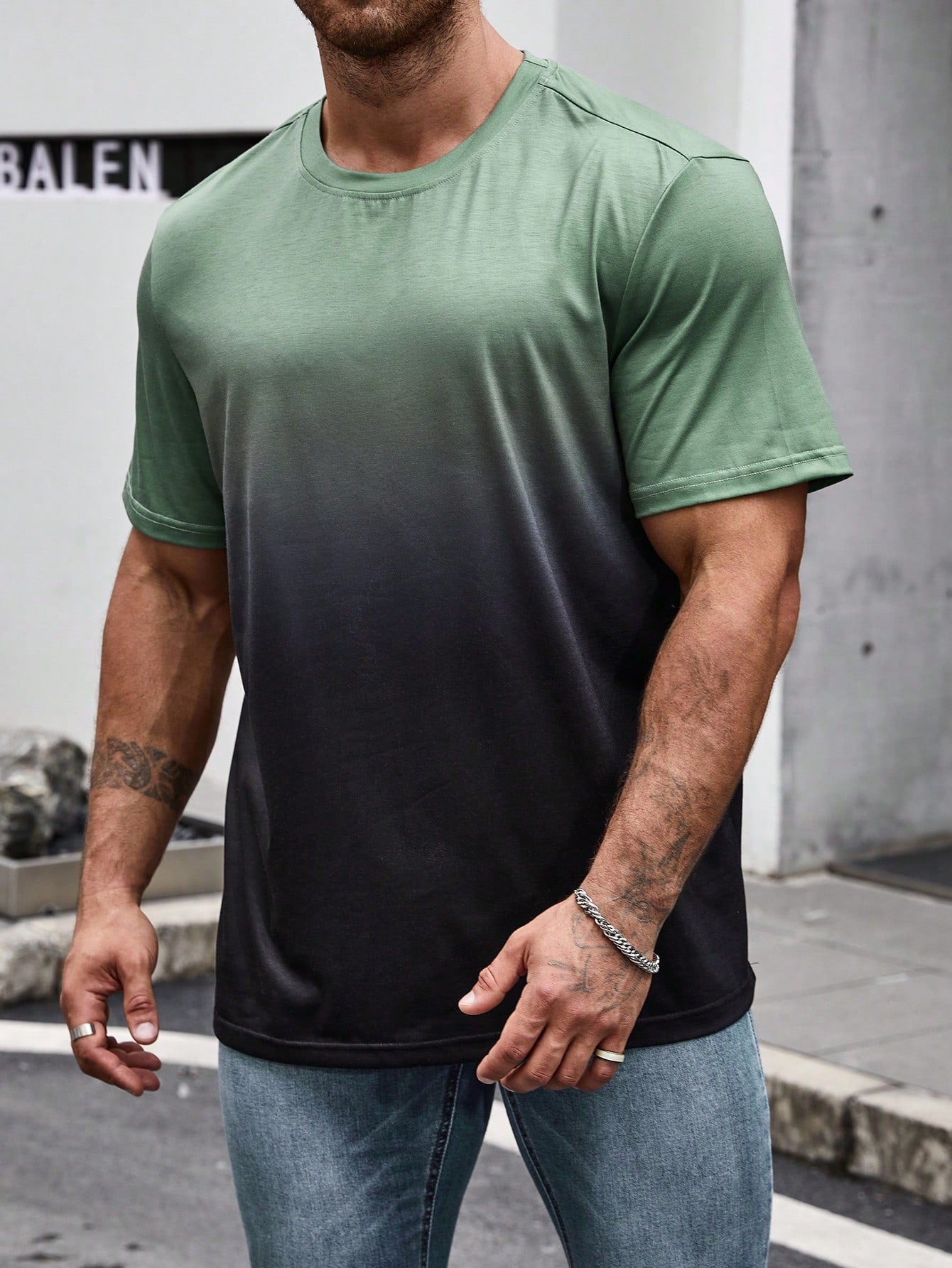 Men's Plus Size Ombre Round Neck Short Sleeve Casual T-shirt