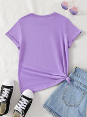 Tween Girl Casual Slogan T-Shirt - Short Sleeve, Round Neck, Summer Fashion Tops