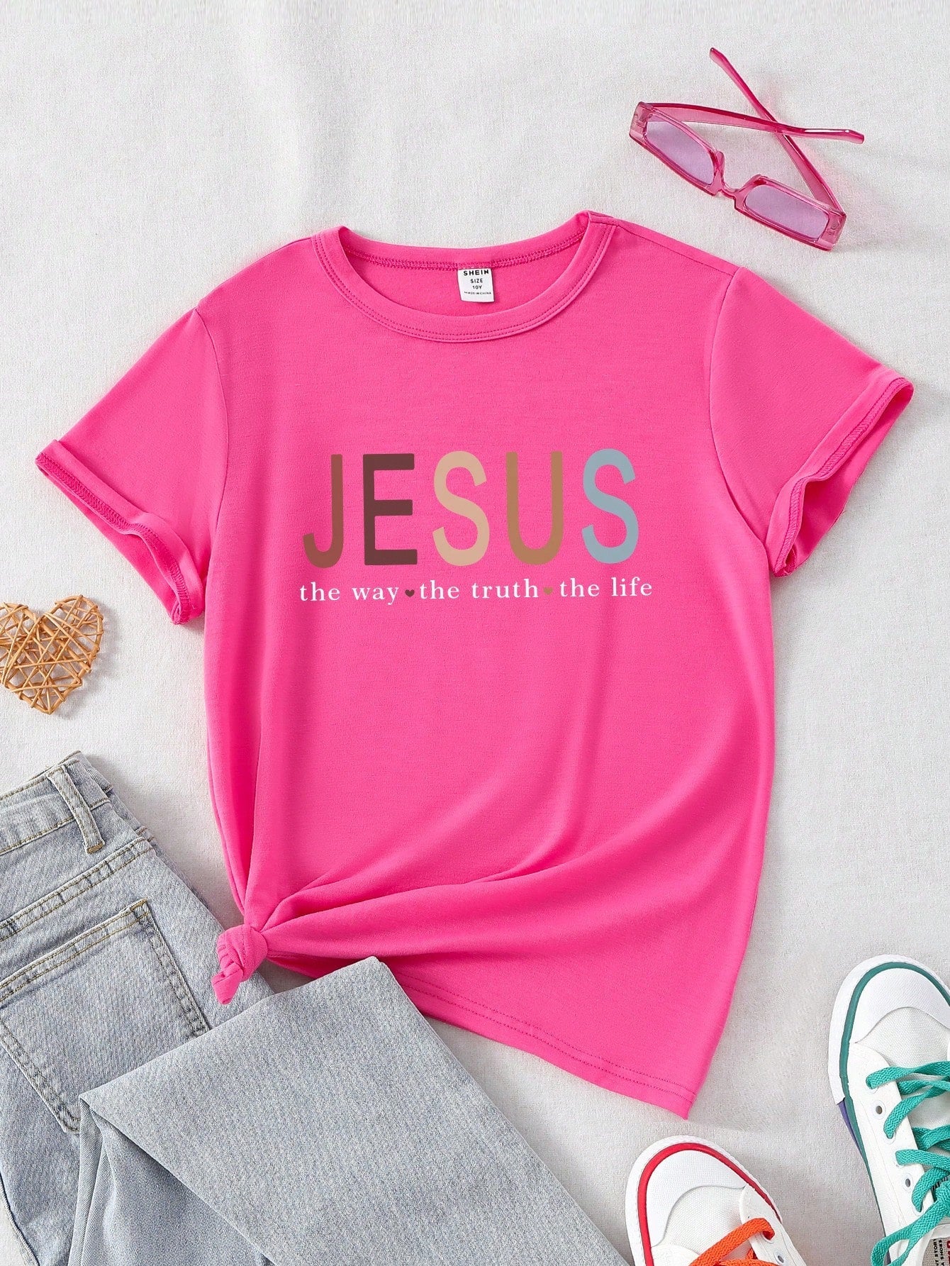 Tween Girl Casual Slogan T-Shirt - Short Sleeve, Round Neck, Summer Fashion Tops