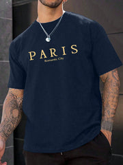 Men's Casual Round Neck T-Shirt, Letter Print, Half Sleeve, Regular Fit