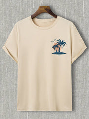 Men's Plus Size Tropical Coconut Tree Slim Fit T-Shirt, Casual, Short Sleeve