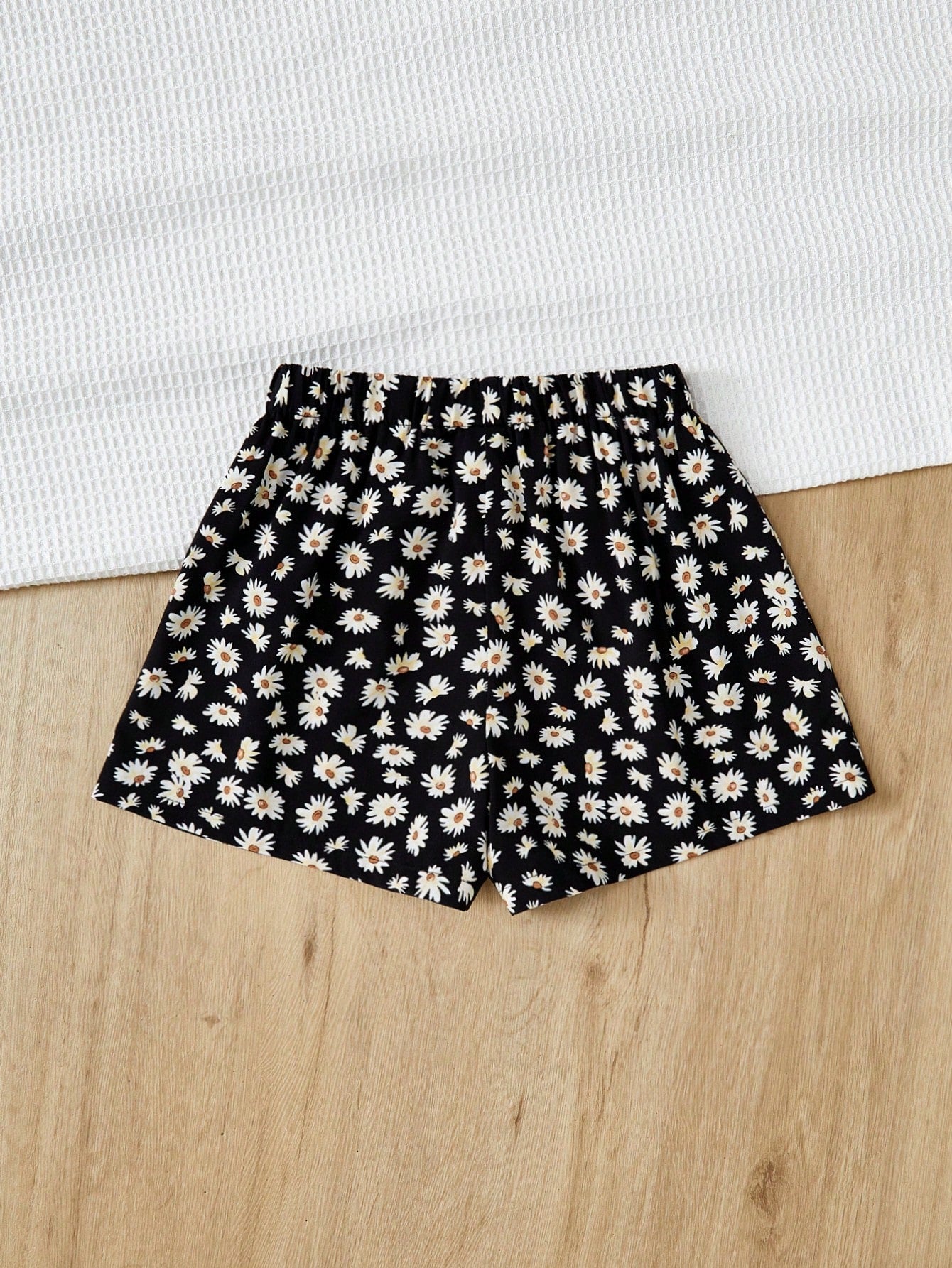 Boho Tween Girl A-Line Shorts - Flower Print, Elastic Waist, Loose Fit, Non-Stretch Fabric