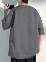 Men's Plus Size Cross Pattern Casual Oversized T-Shirt, Half Sleeve, Round Neck