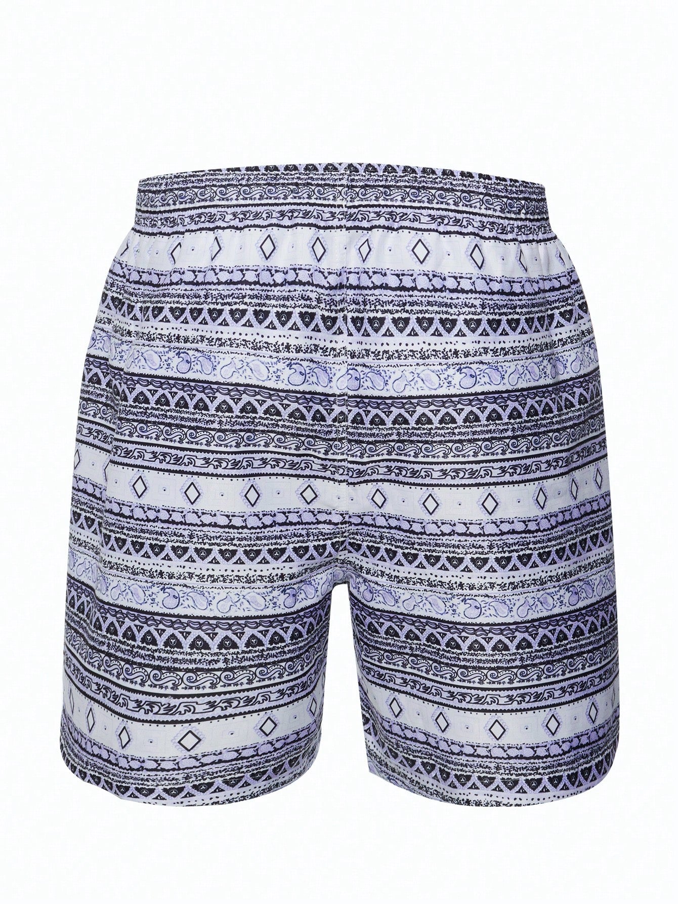Boho Tribal Geometric Beach Shorts - Unisex, Tie Side, Non-Stretch Polyester