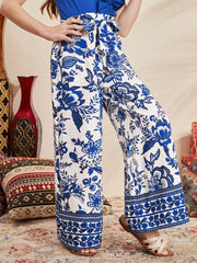 Boho Floral Wide Leg Pants for Tween Girls - High Waist, Elastic, Loose Fit