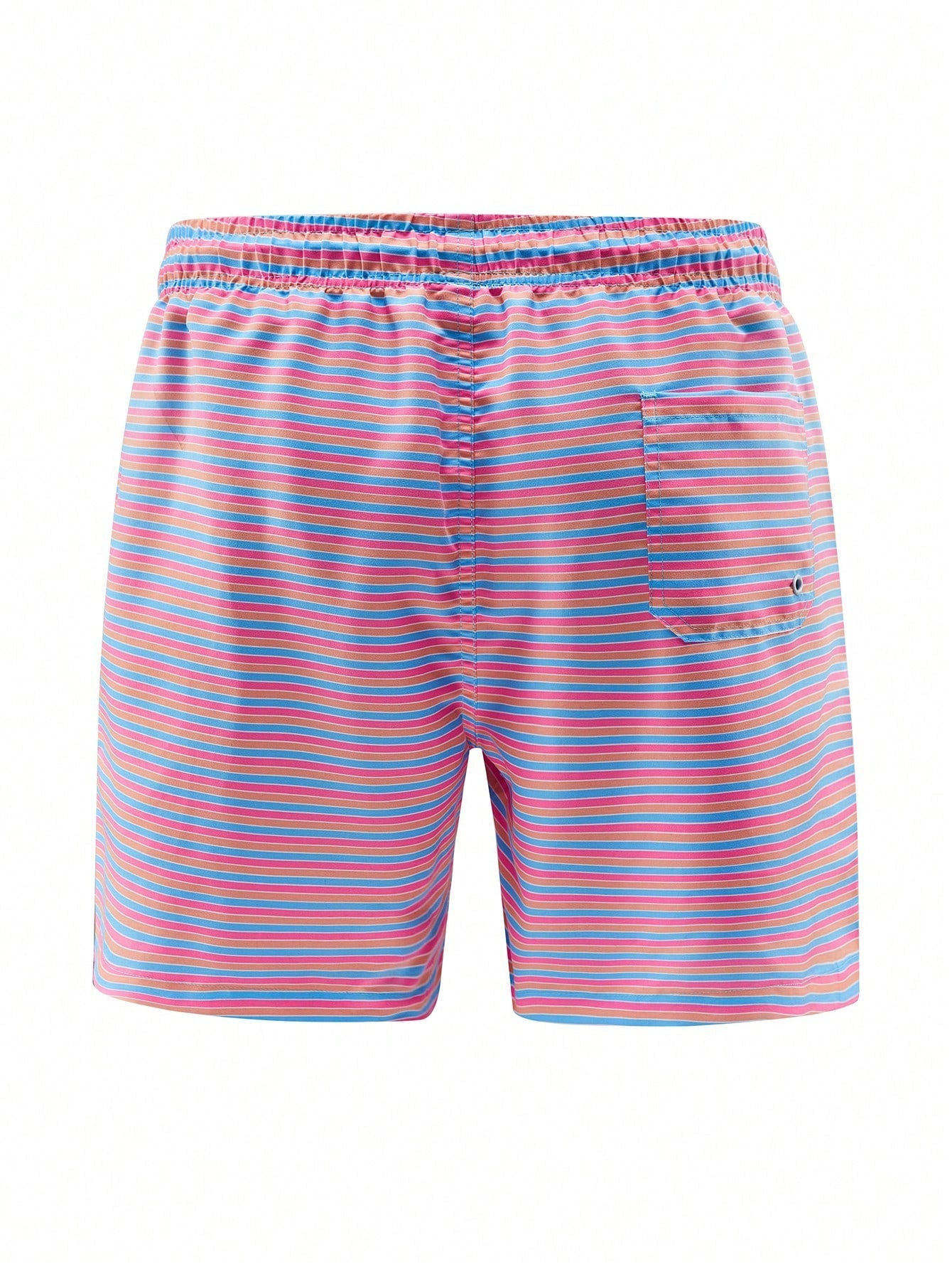 Unisex Striped Bermuda Board Shorts - Drawstring, Tie Back, 100% Polyester, Lined
