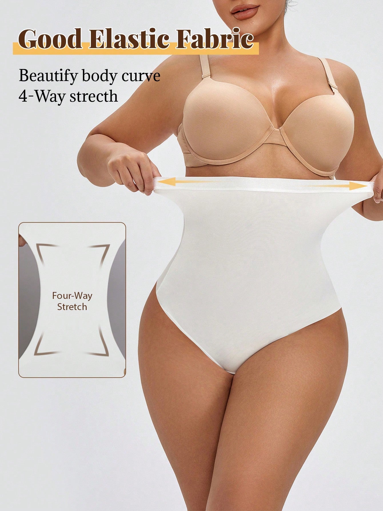 Ladies High Waist Tummy Control Butt-Lift Thongs Shapewear - Breathable Base Layer