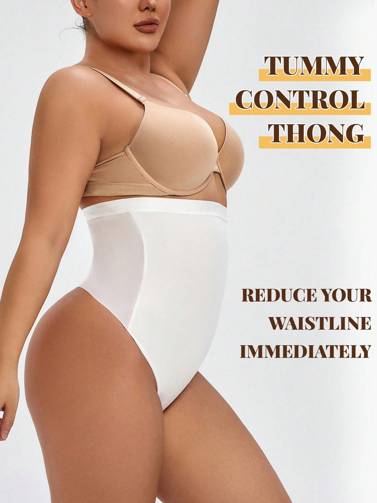 Ladies High Waist Tummy Control Butt-Lift Thongs Shapewear - Breathable Base Layer