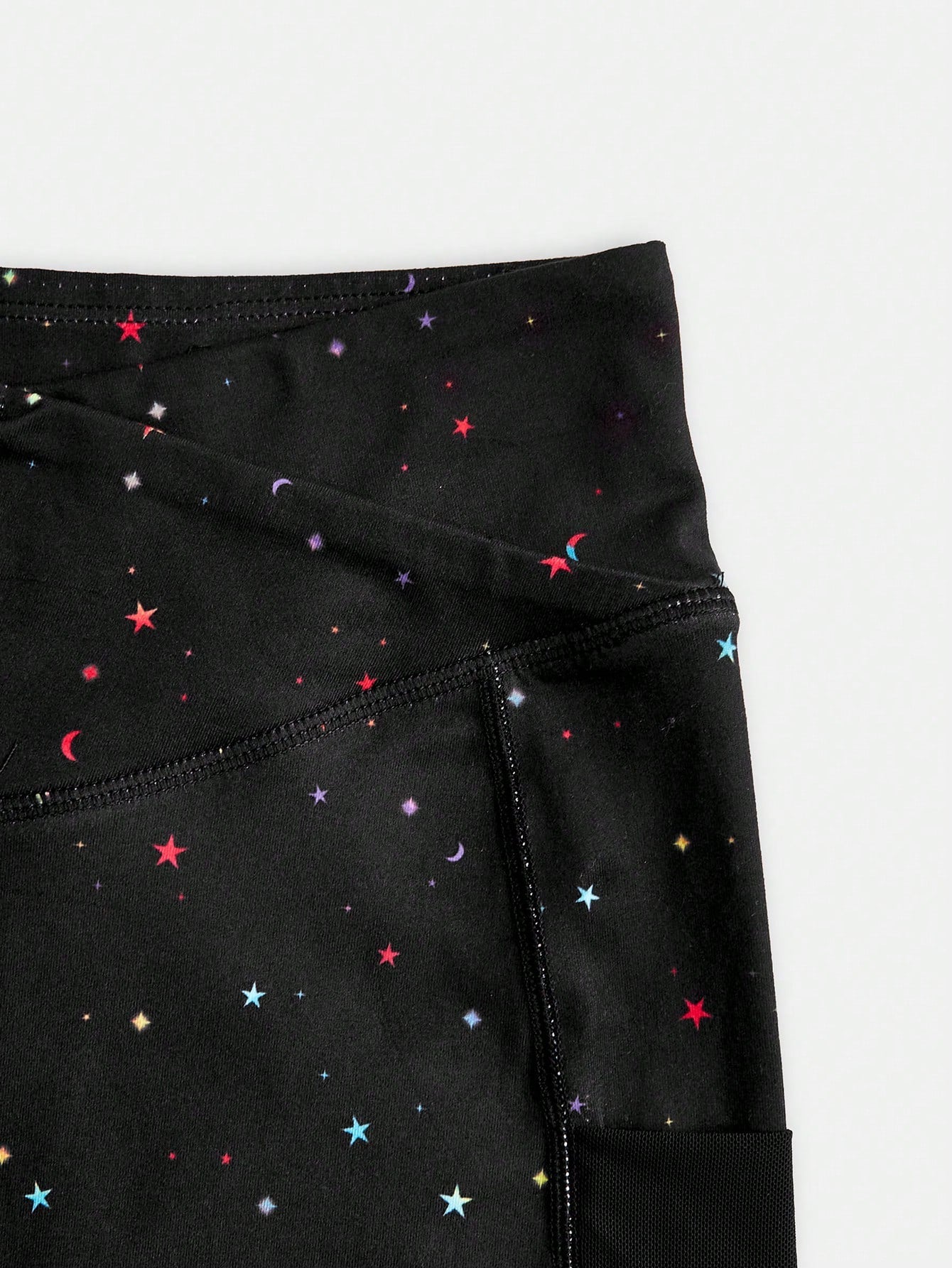 Galaxy Star Pattern Tween Girl Knitted Biker Shorts with Mesh Pockets - Short Length