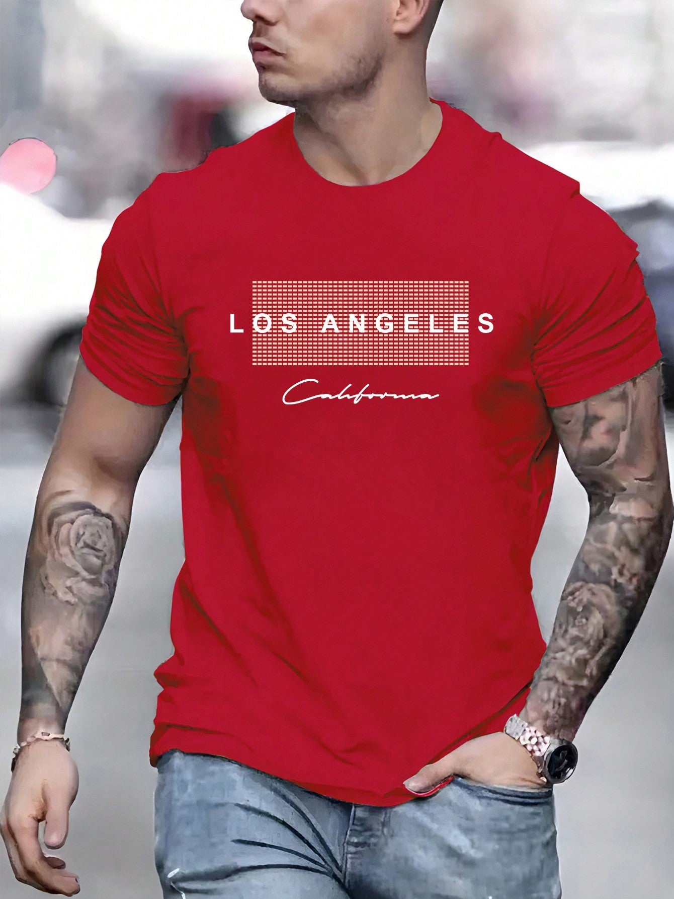 Men's Casual Slogan Print Round Neck Short Sleeve T-Shirt