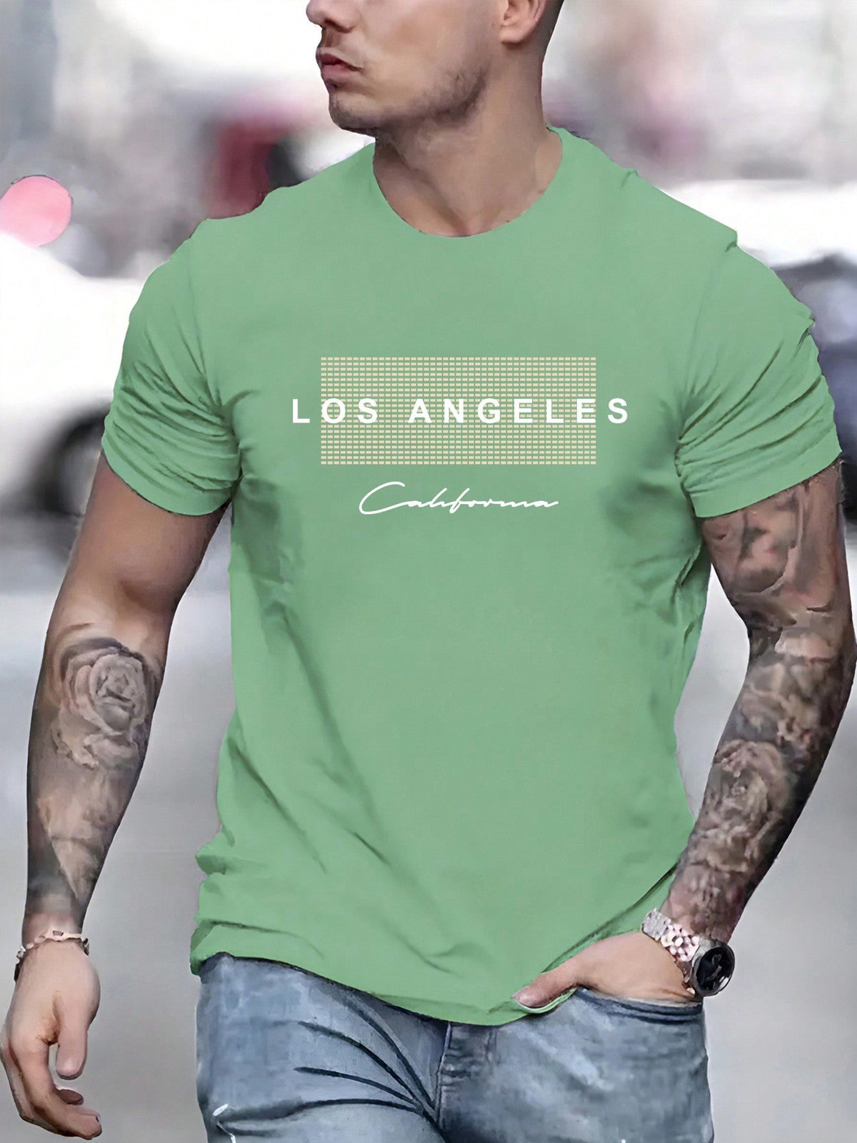 Men's Casual Slogan Print Round Neck Short Sleeve T-Shirt