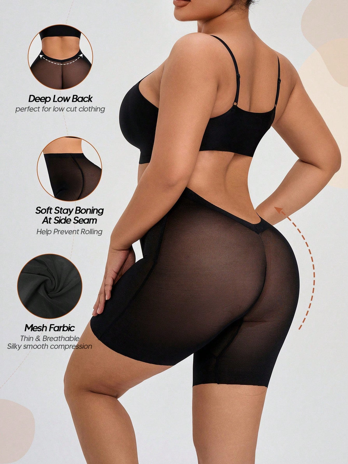 High-Waist Sheer Mesh Body Shaper for Tummy Control & Butt Lifting