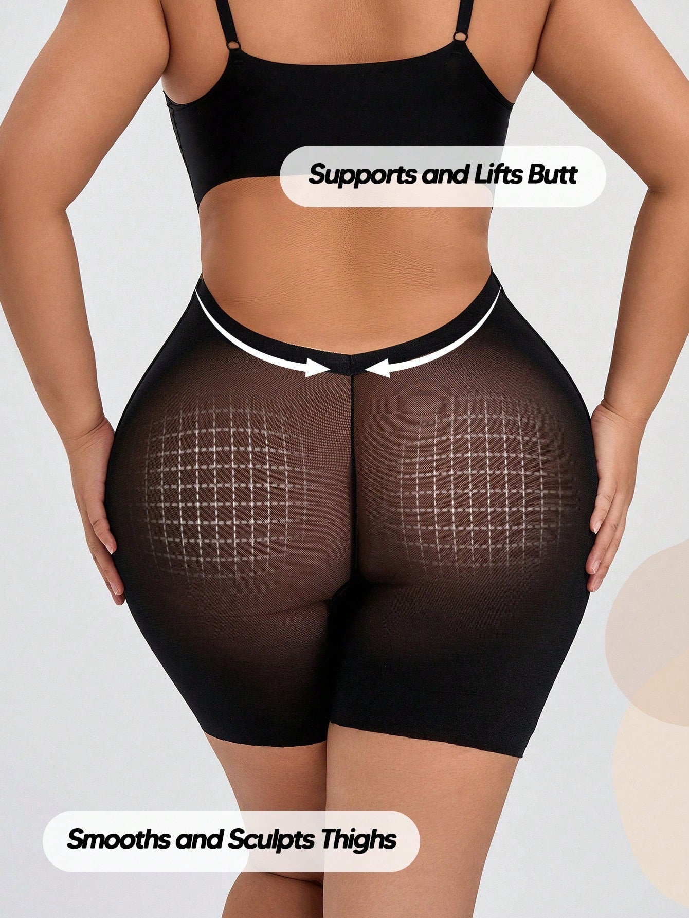 High-Waist Sheer Mesh Body Shaper for Tummy Control & Butt Lifting