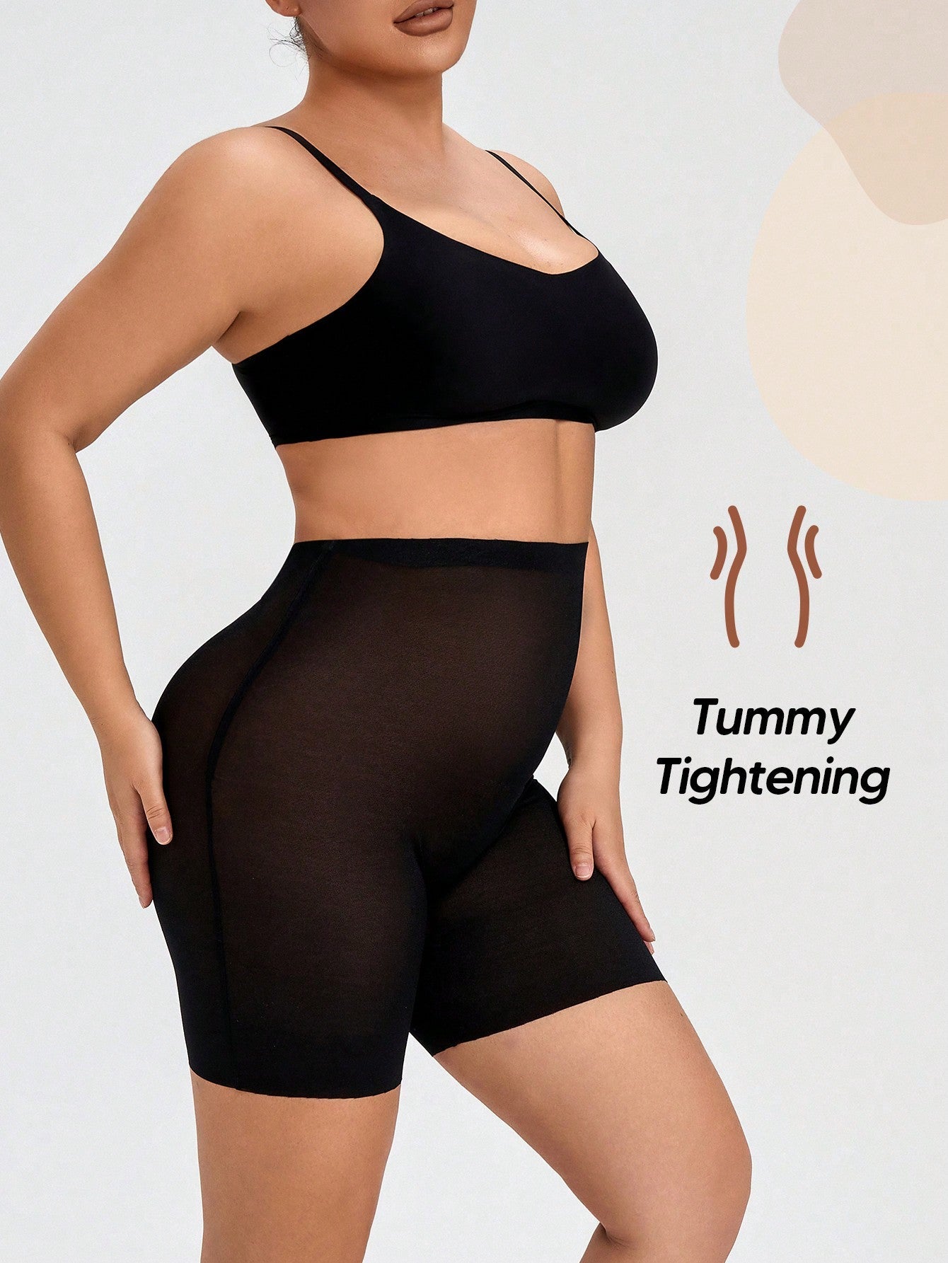 High-Waist Sheer Mesh Body Shaper for Tummy Control & Butt Lifting