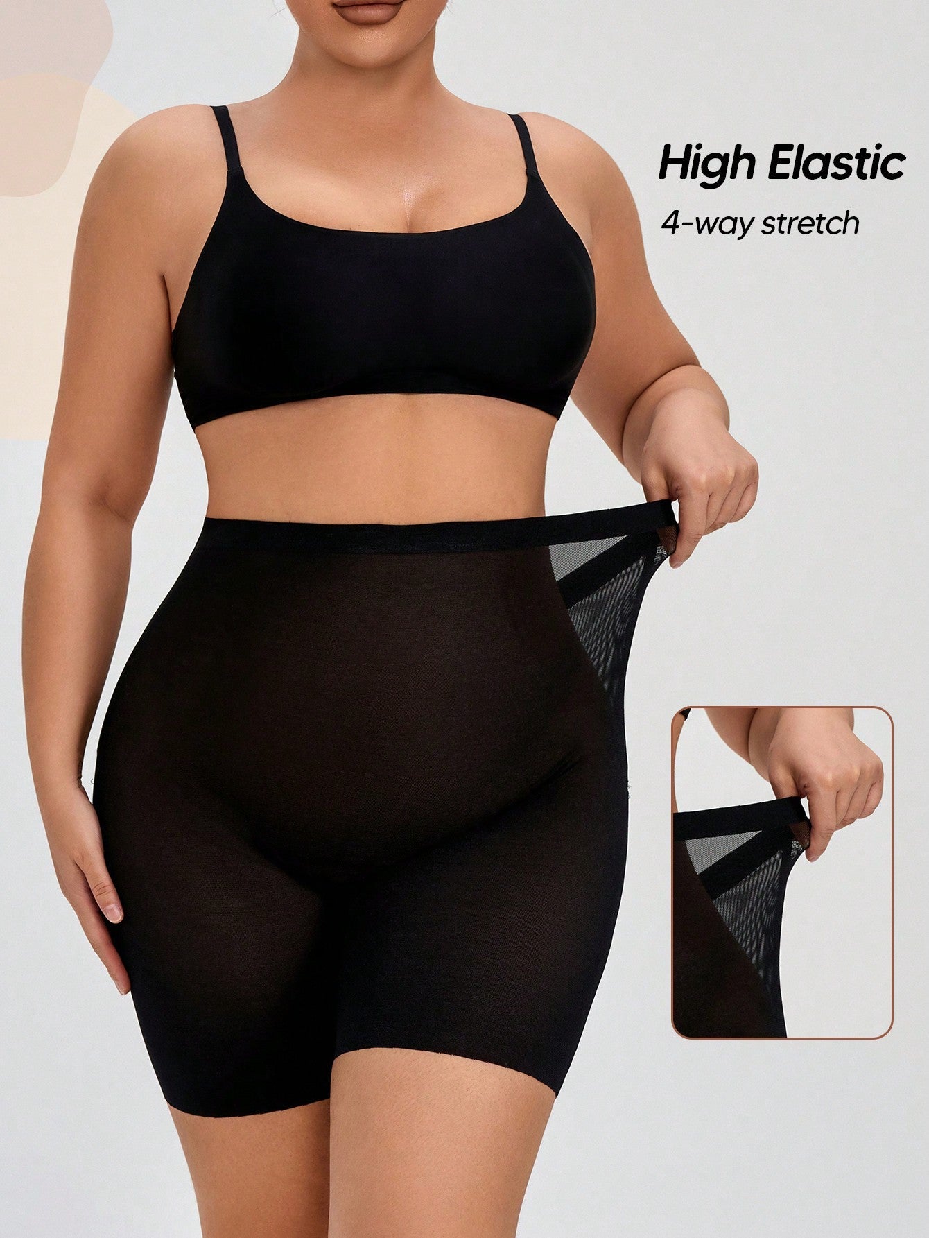 High-Waist Sheer Mesh Body Shaper for Tummy Control & Butt Lifting