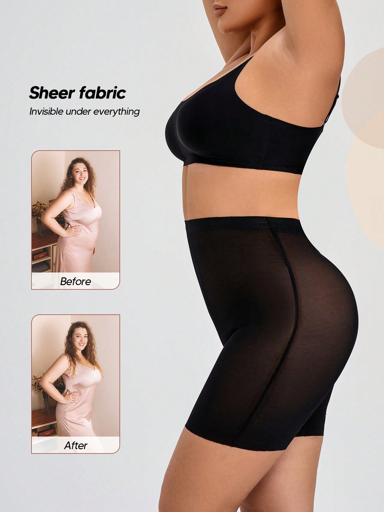 High-Waist Sheer Mesh Body Shaper for Tummy Control & Butt Lifting