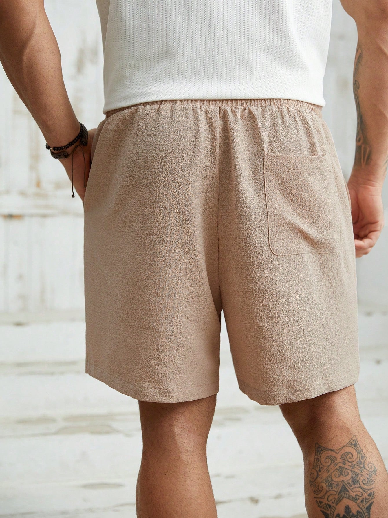 Men's Plus Size Casual Woven Drawstring Shorts with Pockets - Regular Fit, Bermuda Length