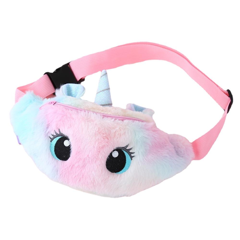 Fashionable Girls' Plush Waist Bag With Cute Unicorn Shape For Phone Coin