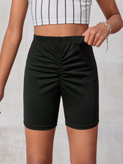 Tween Girl Knitted Pleated Biker Shorts - Ruched, Slight Stretch, Machine Washable