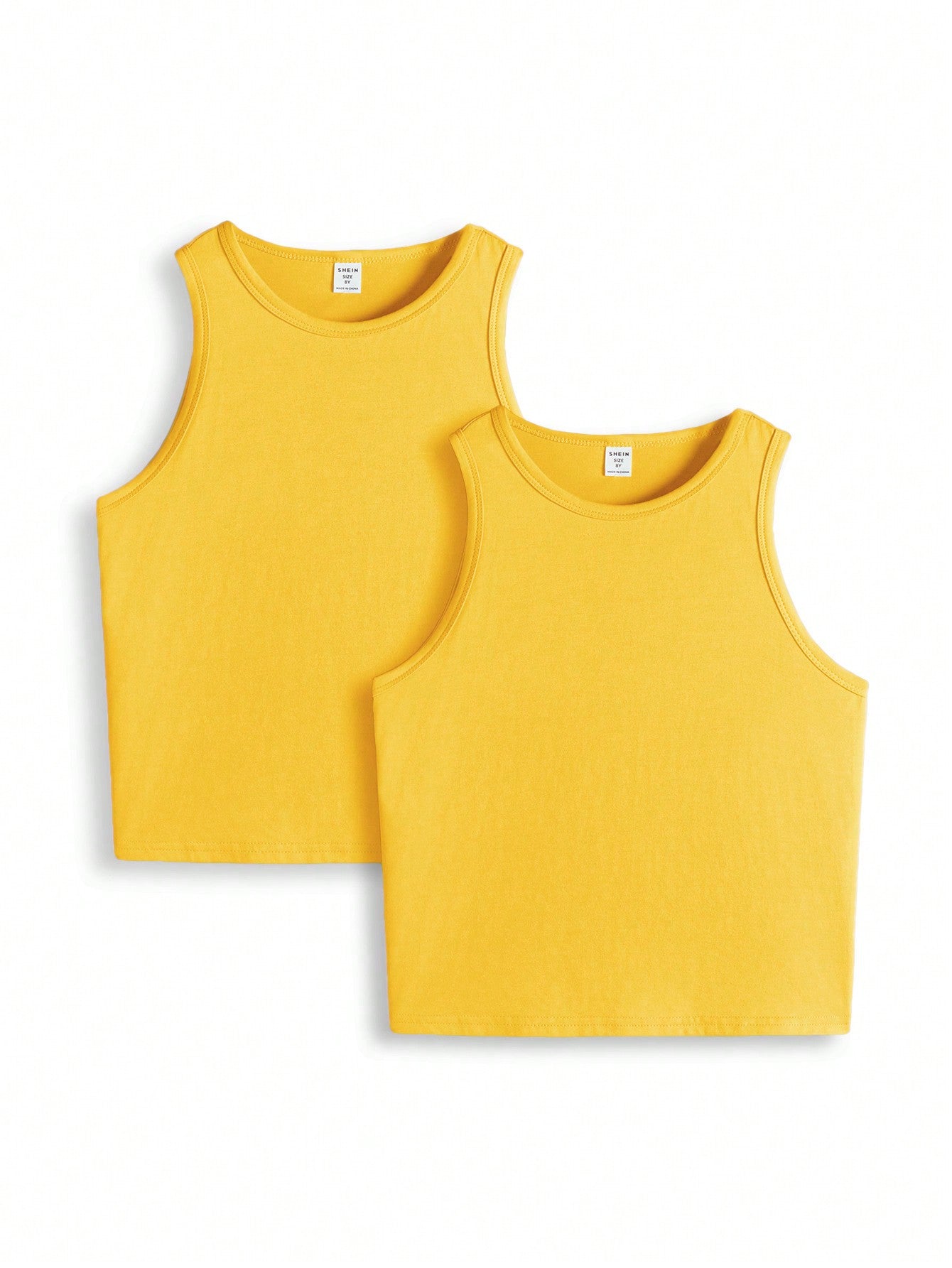 Tween Boy 2pcs Solid Tank Top - Casual, Plain, Round Neck, Regular Fit, Slight Stretch