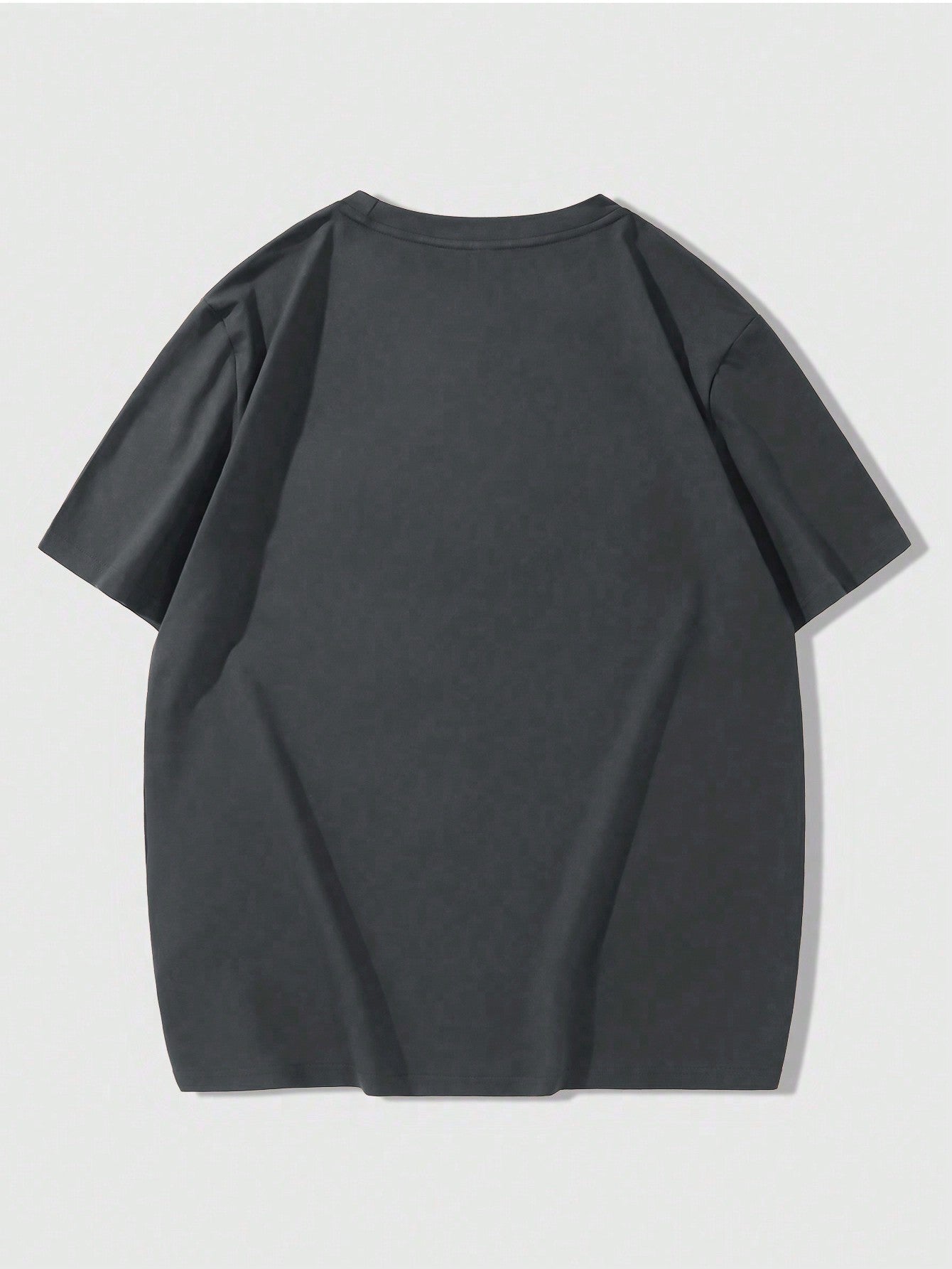 Men's Casual Drop Shoulder T-Shirt, Embossed Letters, Short Sleeve, Round Neck