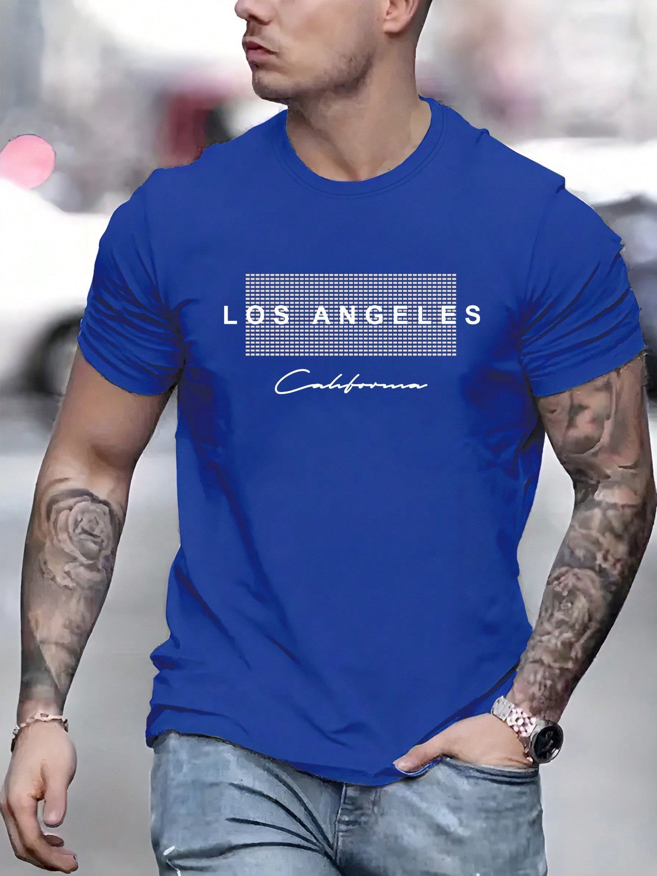 Men's Casual Slogan Print Round Neck Short Sleeve T-Shirt