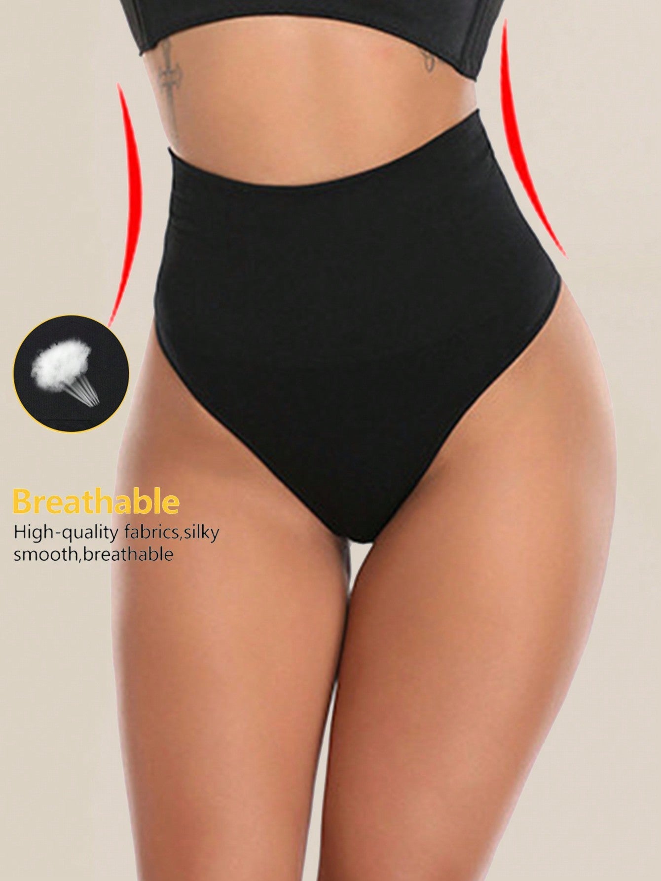 2 Pcs High Waist Seamless Thong Panties - Tummy Control & Butt Lifter Shapewear