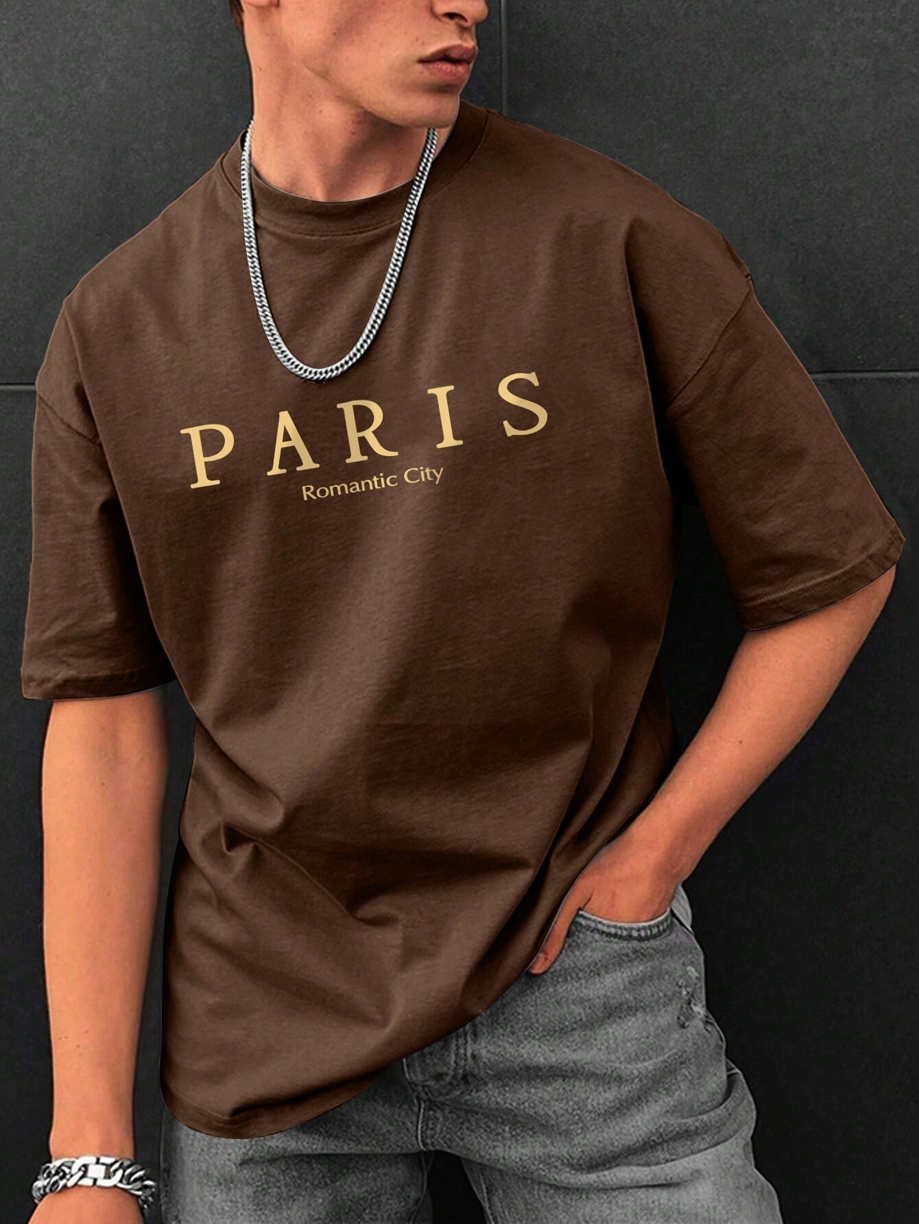 Men's Casual Round Neck T-Shirt, Letter Print, Half Sleeve, Regular Fit