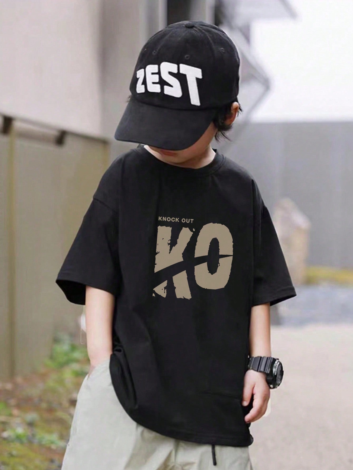 Tween Boy 2024 Summer Casual Letter Print Round Neck Short Sleeve T-Shirt