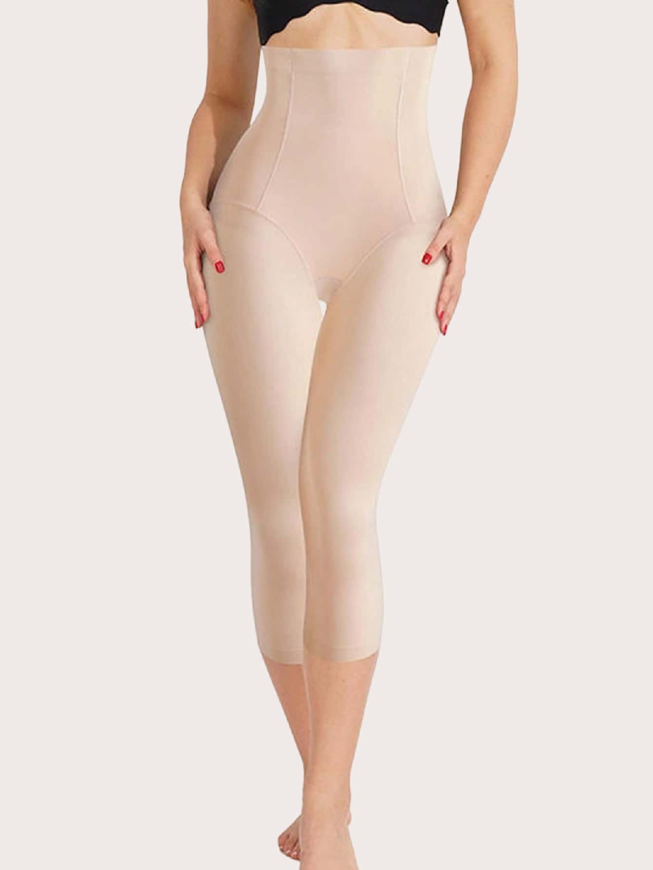 High-Waist Seamless Shapewear Capri Leggings - Solid Color