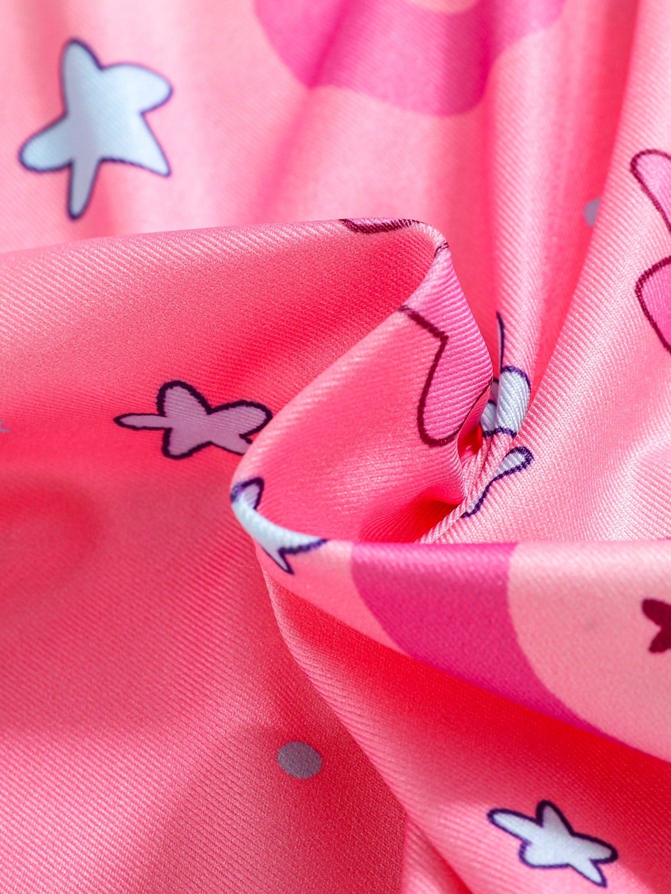 Cute Tween Girl Star Print Sleepwear Set - Round Neck, Short Sleeve, High Stretch Fabric