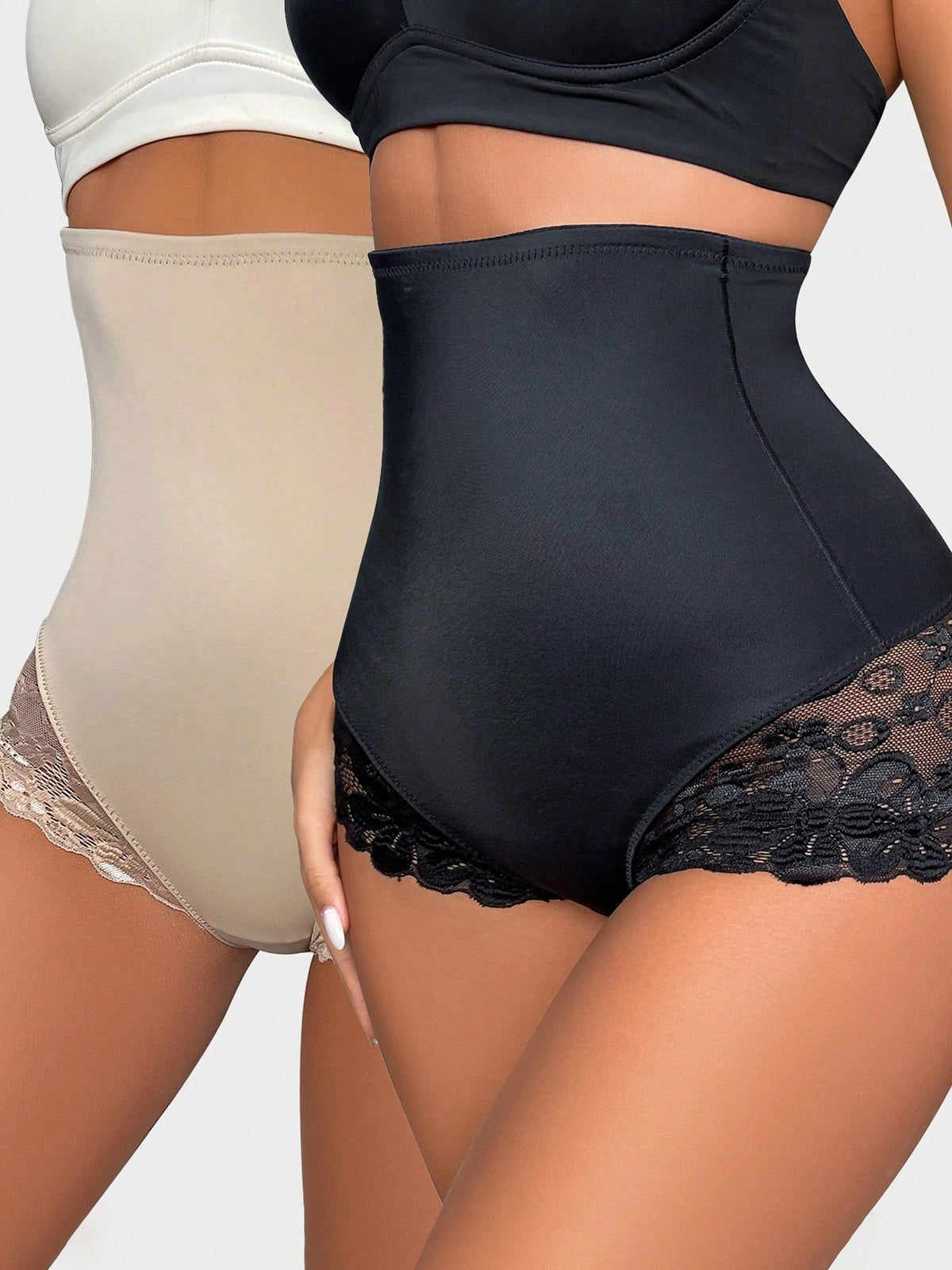 2-Pack Lace Scallop Trim Shapewear Panties - Contrast Design