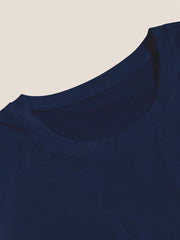 Men's Casual Royal Blue Crew Neck Letter Print T-Shirt - Summer Short Sleeve