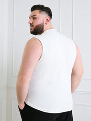 Men's Plus Size Casual Solid Sleeveless Tank Top, Round Neck