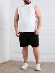 Men's Plus Size Casual Solid Sleeveless Tank Top, Round Neck