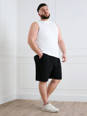 Men's Plus Size Casual Solid Sleeveless Tank Top, Round Neck