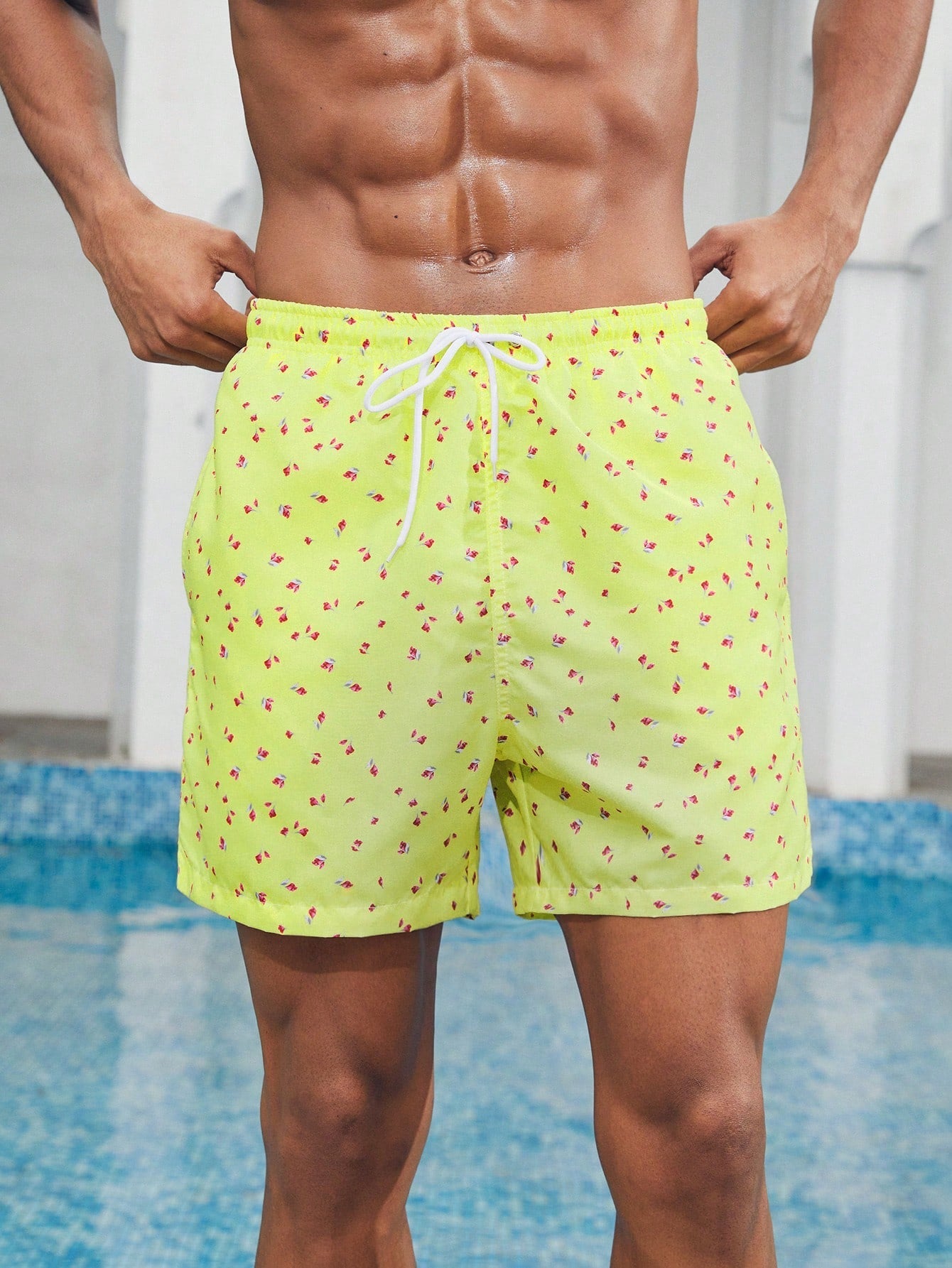 Unisex Boho Summer Bermuda Shorts - Loose Fit, Drawstring, 100% Polyester, Machine Washable