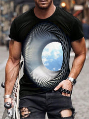 Men's Plus Size Sky Print Round Neck Short Sleeve Casual T-Shirt