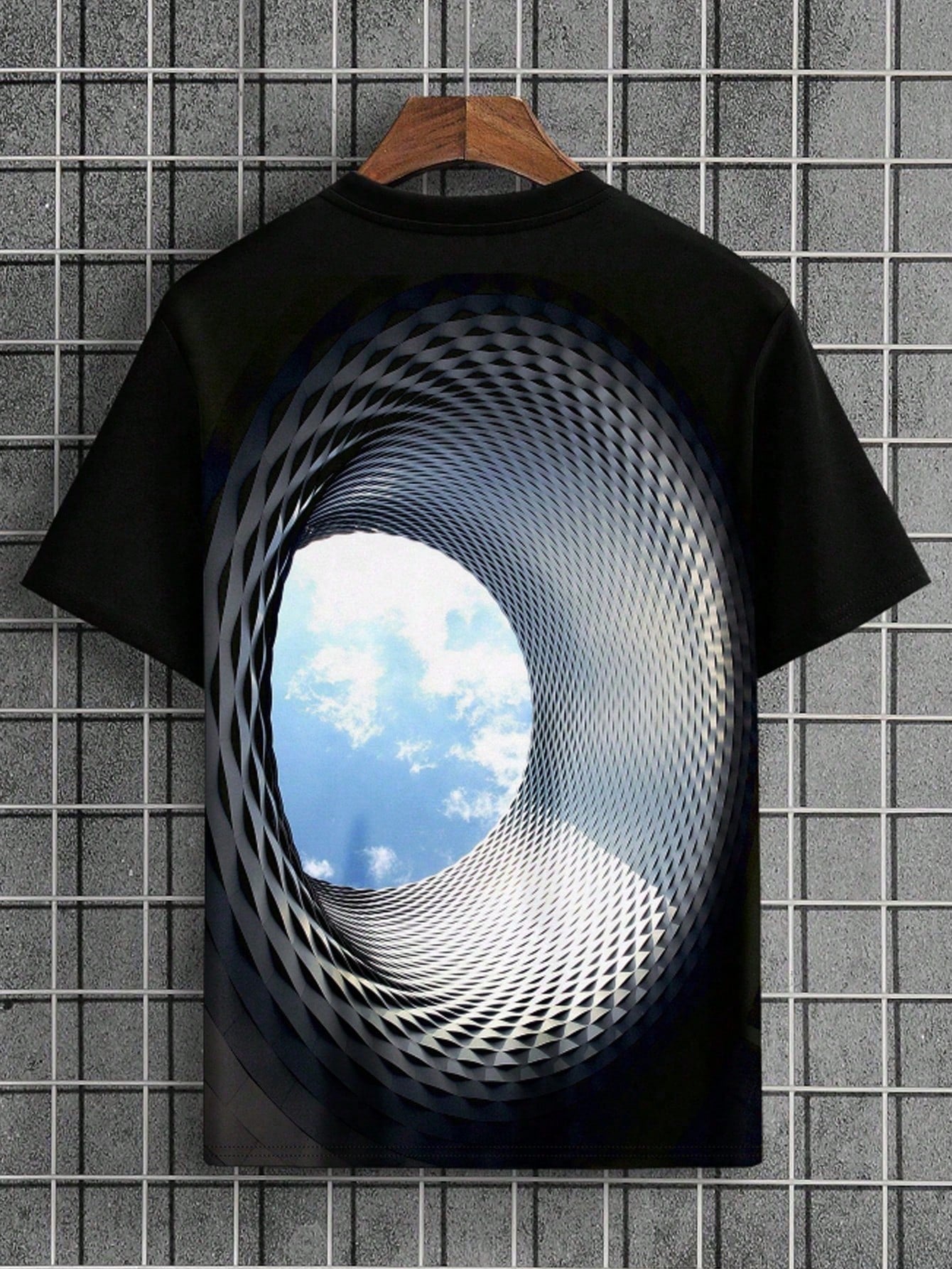 Men's Plus Size Sky Print Round Neck Short Sleeve Casual T-Shirt