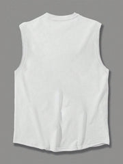 Men's Plus Size Casual Letter Print Round Neck Sleeveless Tank Top