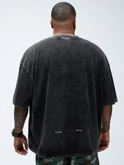 Men's Plus Size Loose Knitted T-Shirt, Casual Street Style, Half Sleeve